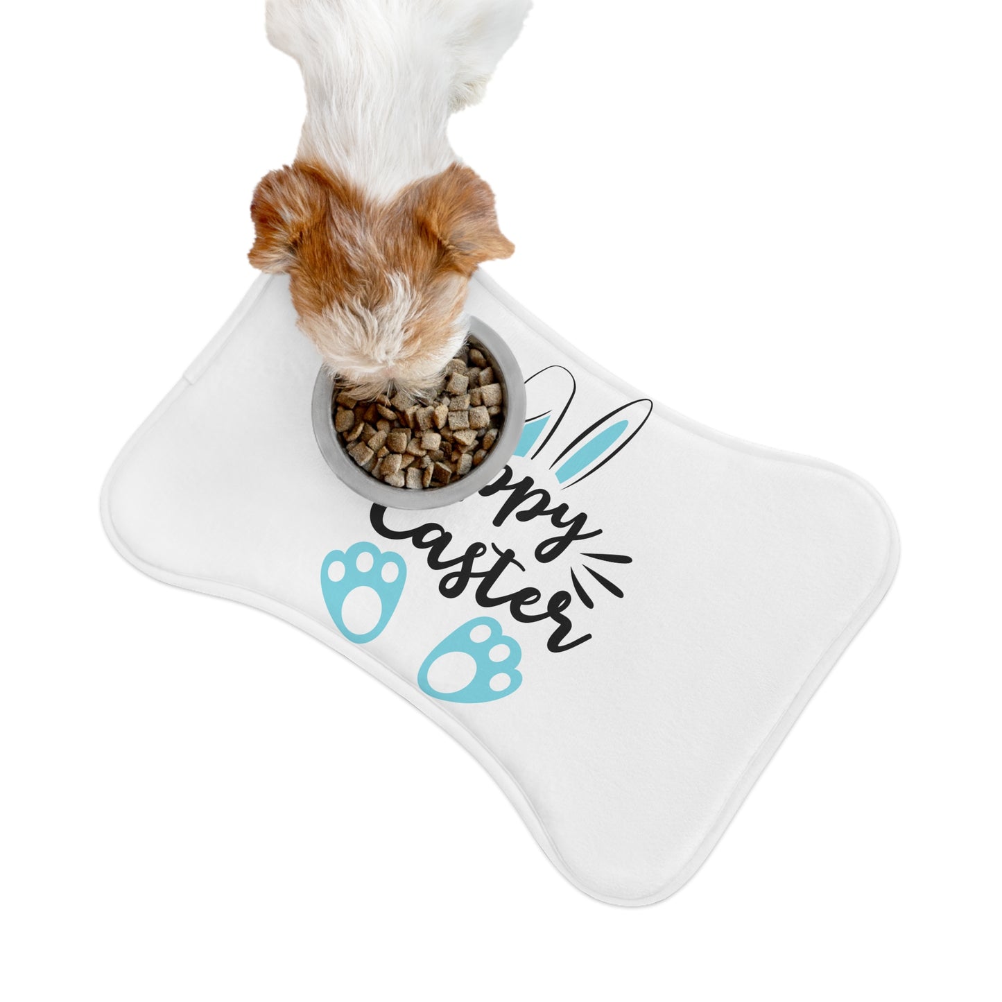 Happy Easter Pet Food Mat - blue