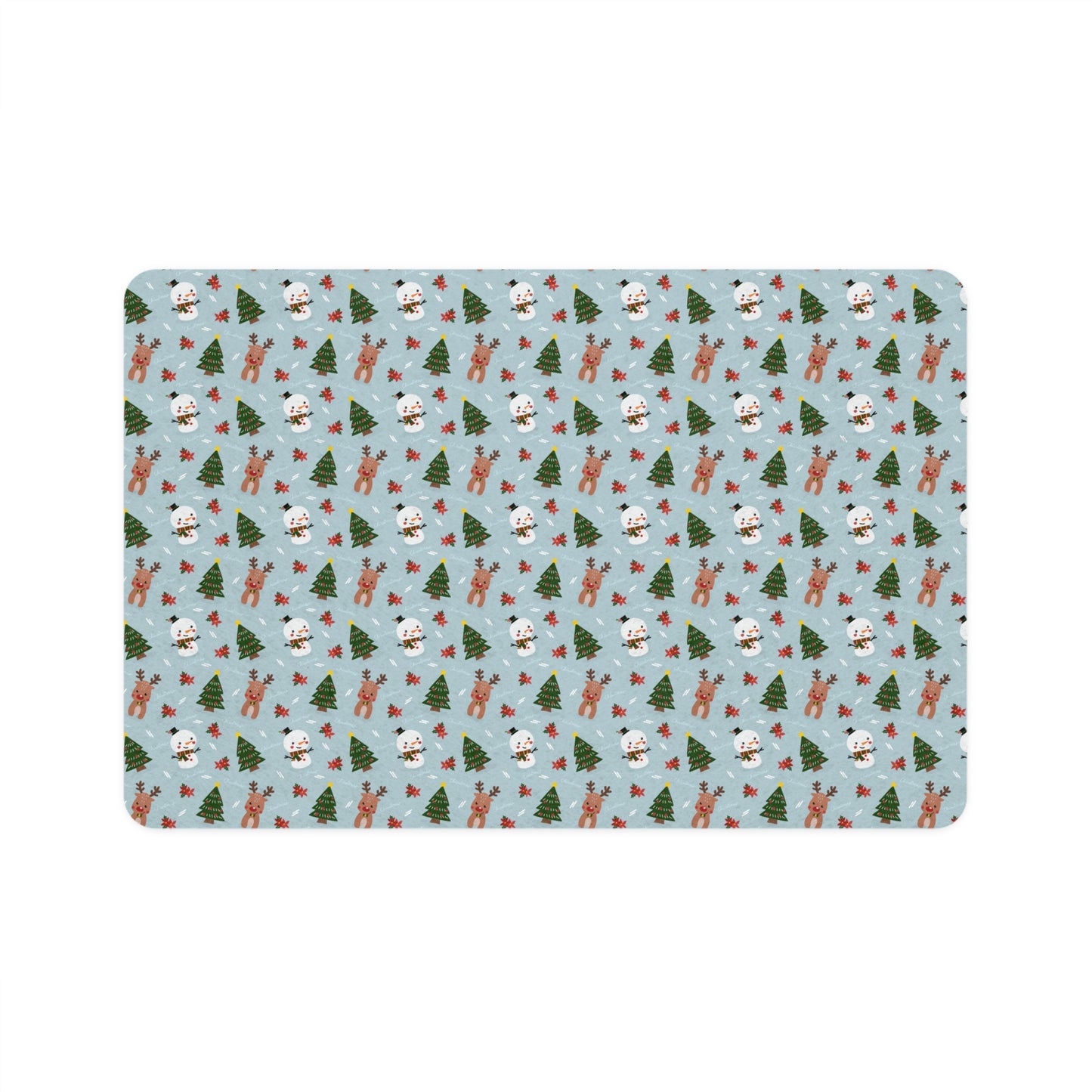 Snowman and Reindeer Pet Food Mat