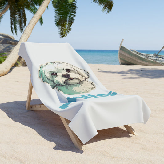 Maltese Dog Towel - Blue