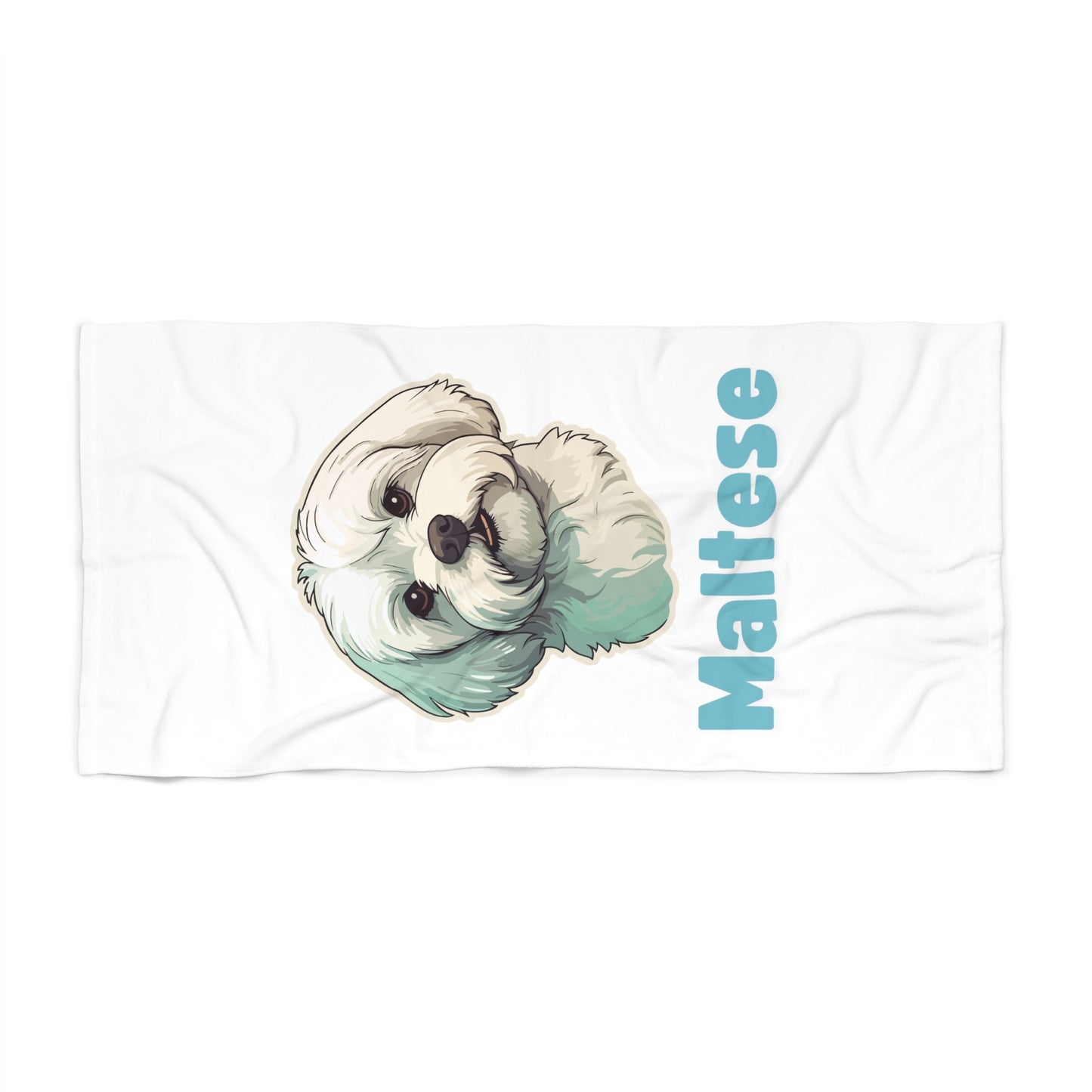 Maltese Dog Towel - Blue